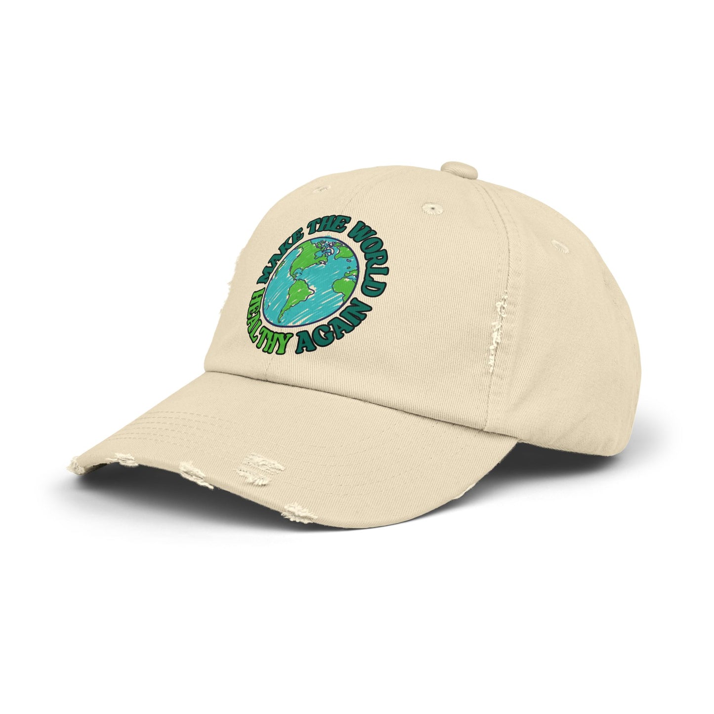 Hat - "Make the World Healthy Again” Distressed Dad Cap