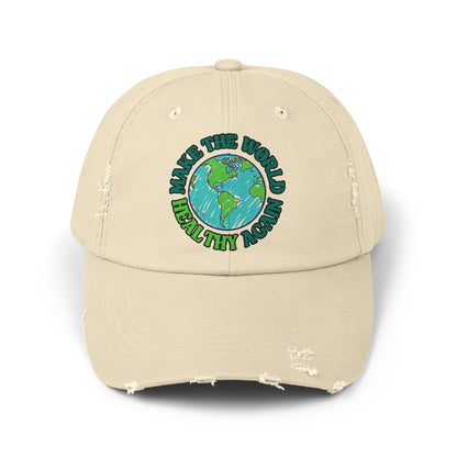 Hat - "Make the World Healthy Again” Distressed Dad Cap