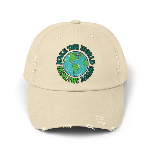 Hat - "Make the World Healthy Again” Distressed Dad Cap